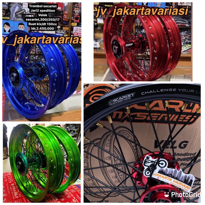 paket velg supermoto klx 150 & dtracker velg scarlet 300 350 tromol scarlet cnc jari jari scarlet fu