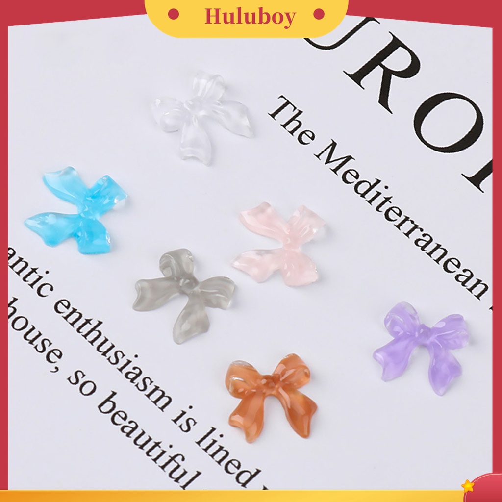 Huluboy Huluboy♡ 50 Pcs / Set Ornamen Dekorasi Kuku 3D Bentuk Ikatan Simpul Glitter Untuk Manicure Wanita