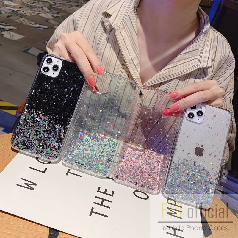 Casing Soft Case Glitter Xiaomi Redmi 9 9A 9C Note 5 6 7 8 9 10 Pro Starry