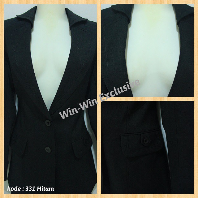 Setelan Blazer Kerja Kantor Wanita Hitam Rompi Modis