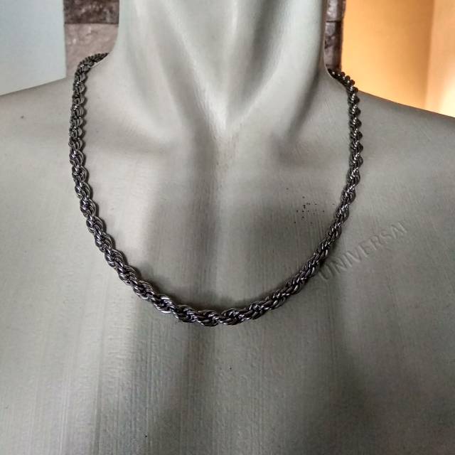 Kalung Pria Rantai Tambang Besar Titanium Stainless Stell Silver