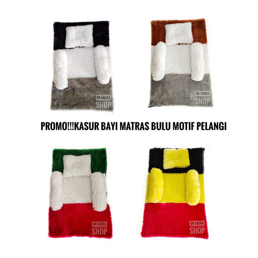 KASUR BAYI MATRAS TANPA KELAMBU SET BANTAL GULING/KASUR BAYI BULU SURPET MOTIF 3 WARNA