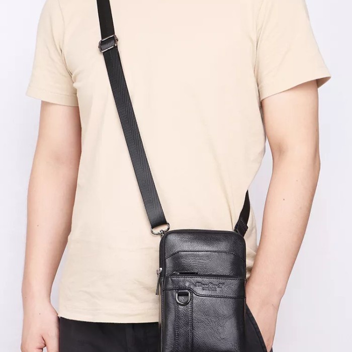 tas selempang kulit pria xiao duo li 1666 tas pinggang hp branded ori