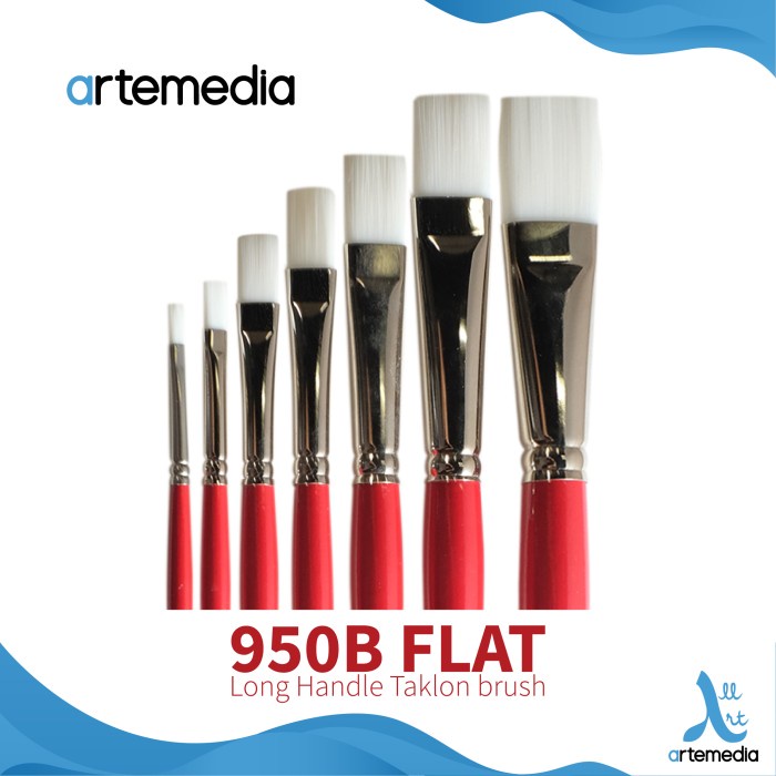 

Artemedia 950B Flat White Taklon Brush Long Handle Kuas Lukis