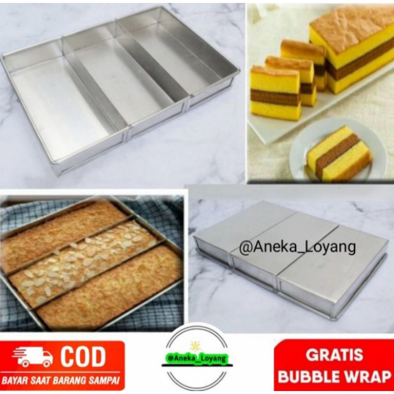 Loyang Lapis Surabaya Sekat 3 / Cetakan Kue Lapis Surabaya / Loyang Roti Alumunium