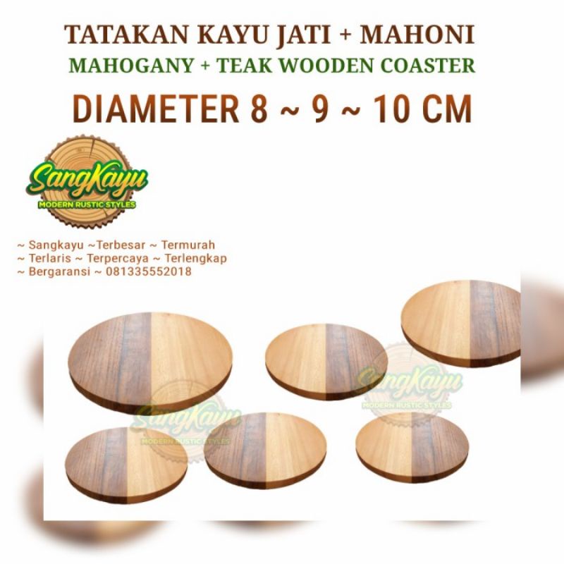 TERMURAH Tatakan gelas kayu unik mix jati mahoni wooden coaster kayu