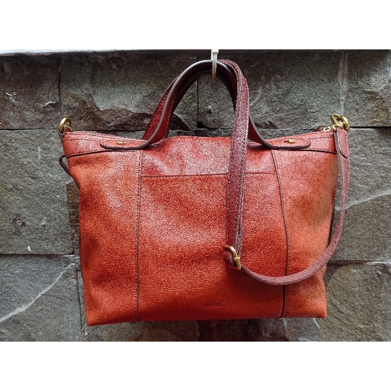 REPRICE Fossil Sadie Satchel Brandy