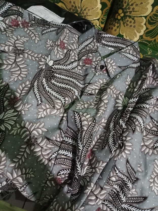 Kemeja Batik Pria Lengan Panjang Size M L Xl Xxl  Bswart Batik Hrb026 Kenongo Hem Panjang Padi