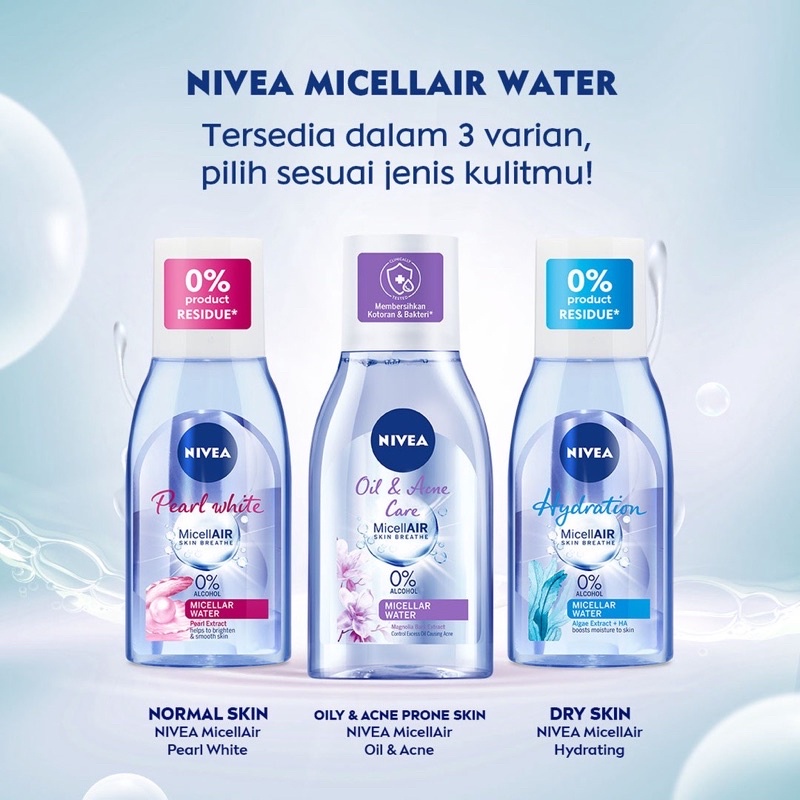 NIVEA Micellar Water MicellAIR Pearl White | Hydration | Oil &amp; Acne Care | Black EXPERT