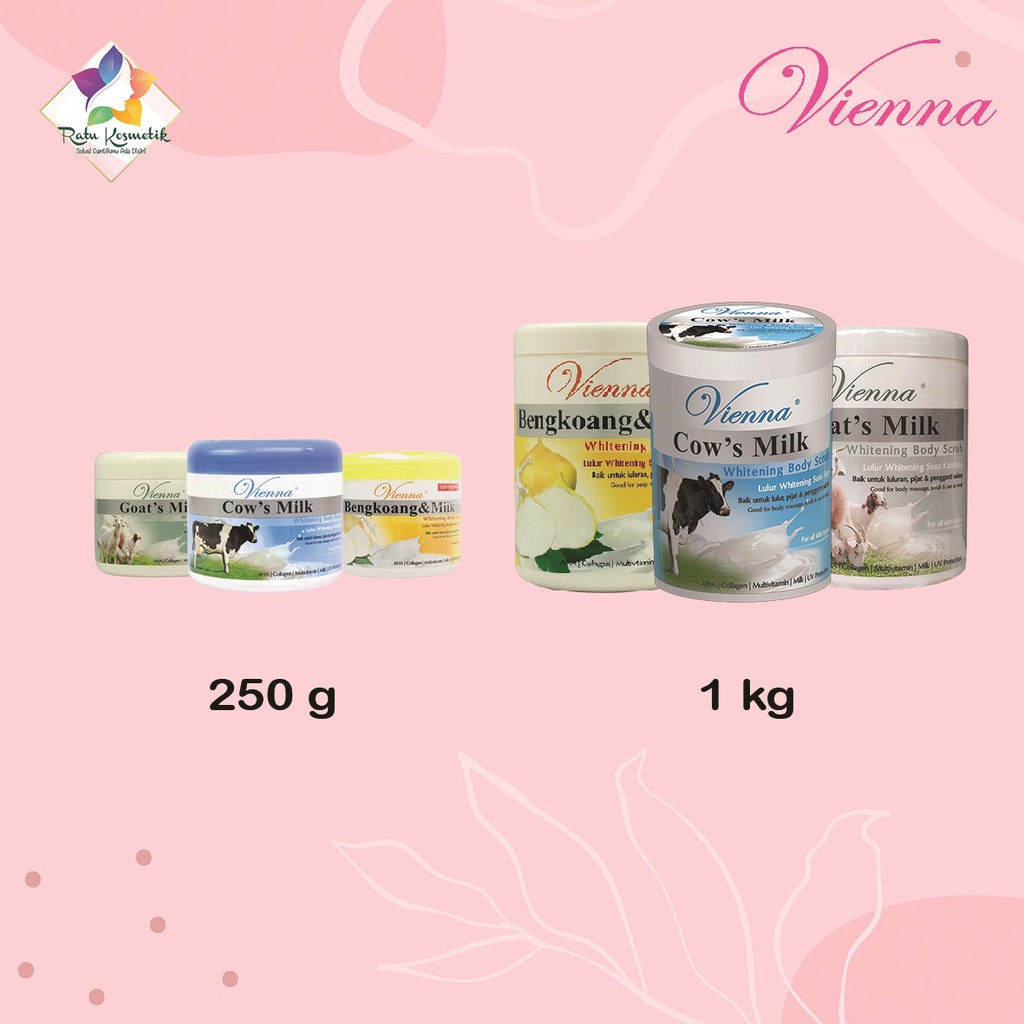 ❤ RATU ❤ Vienna Body Scrub Pot 250 Gr | Lulur Bengkoang Milk | Goat's Milk | Cow's Milk Viena✔️BPOM