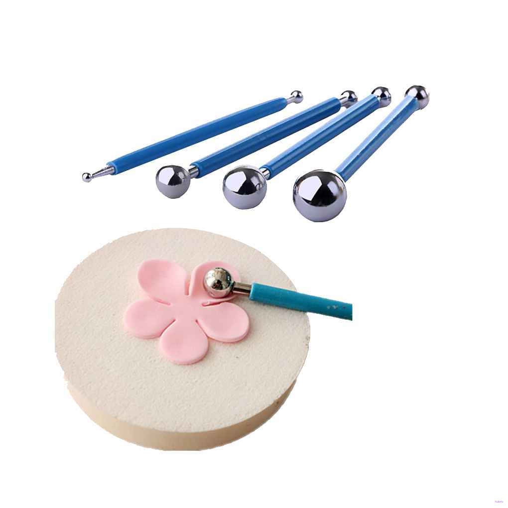 Set 4pcs Alat Modeling Kue Bentuk Bola Model Dua Sisi Bahan Stainless Steel