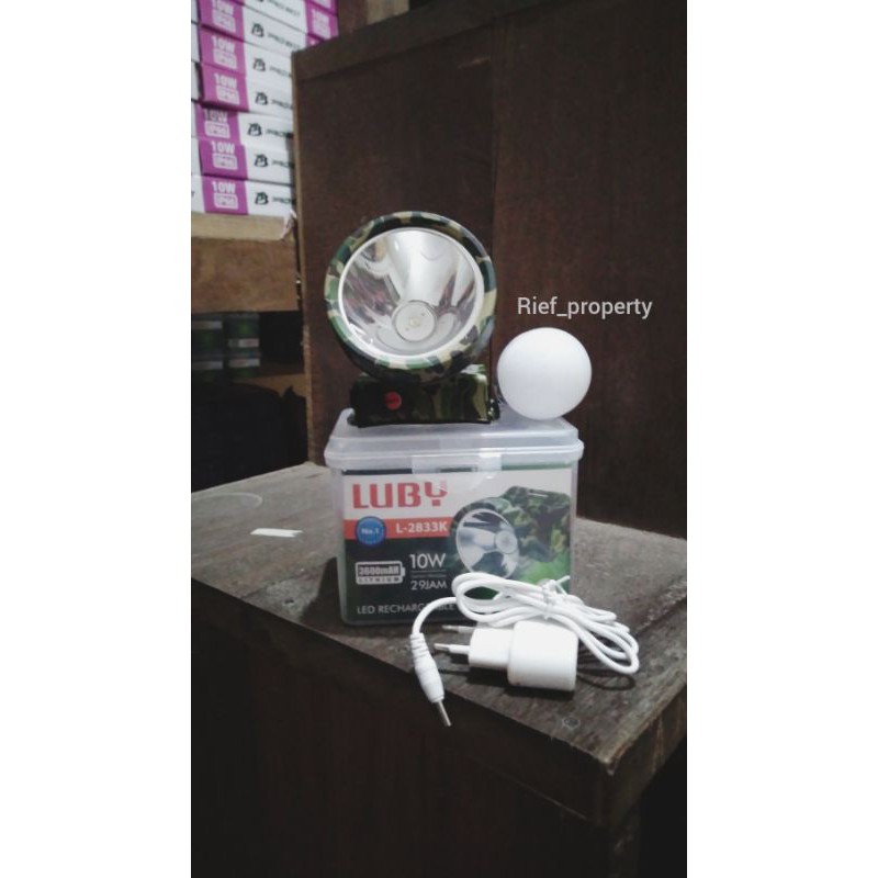 Senter kepala luby 10 watt L-2833 plus lampu LED