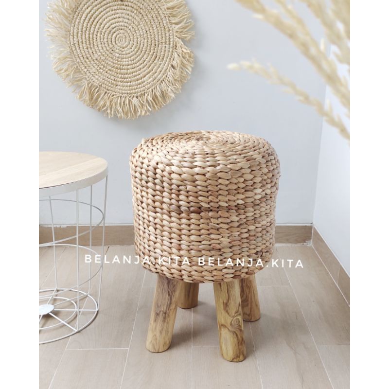 kursi enceng / stool enceng cakep natural 