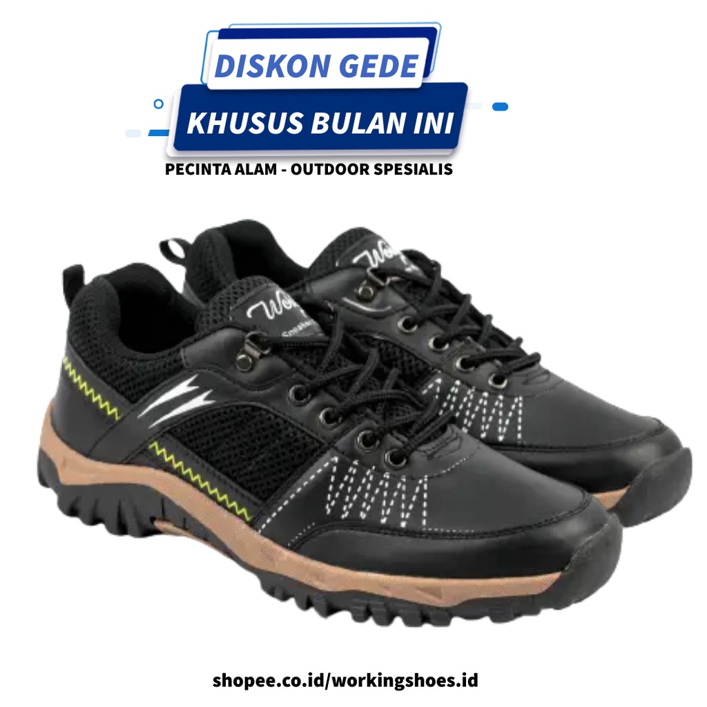 Sepatu Hiking Gunung Pria Dewasa Import Adventure Touring Offroad Outdoor Shoes Tracker Unisex Hitam