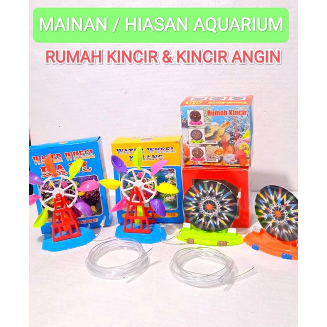 MAINAN HIASAN DEKORASI AQUARIUM IMPORT RUMAH KINCIR / KINCIR ANGIN BONUS SELANG AERATOR 1 MTR