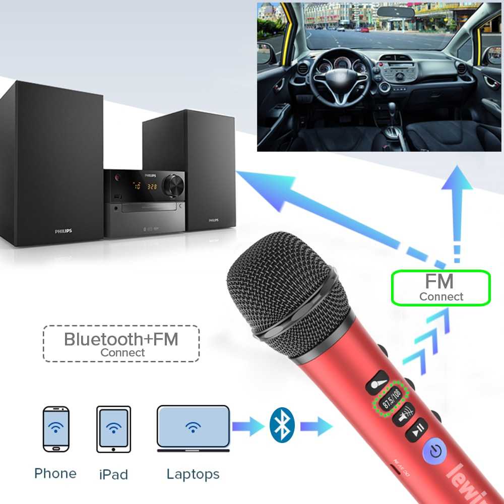 Speaker Microfone Bluetooth Lewinner Mikrofon Karaoke Wireless Bluetooth Speaker Portable-L-698