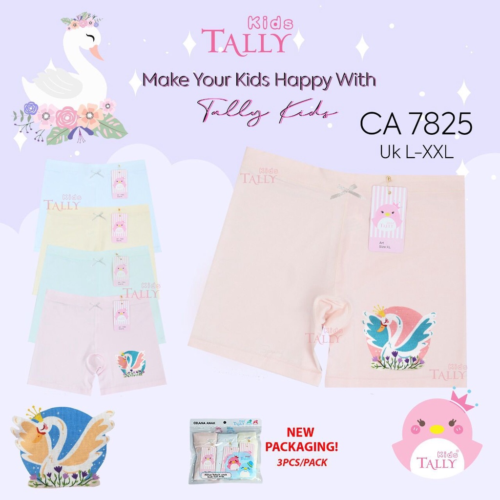 TALLY KIDS GIRL 7825 | CD CELANA DALAM BOXER ANAK CEWEK PEREMPUAN  | BAHAN KATUN I SIZE L - XXL