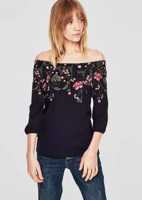 S Oliver floral off shoulder long sleeve