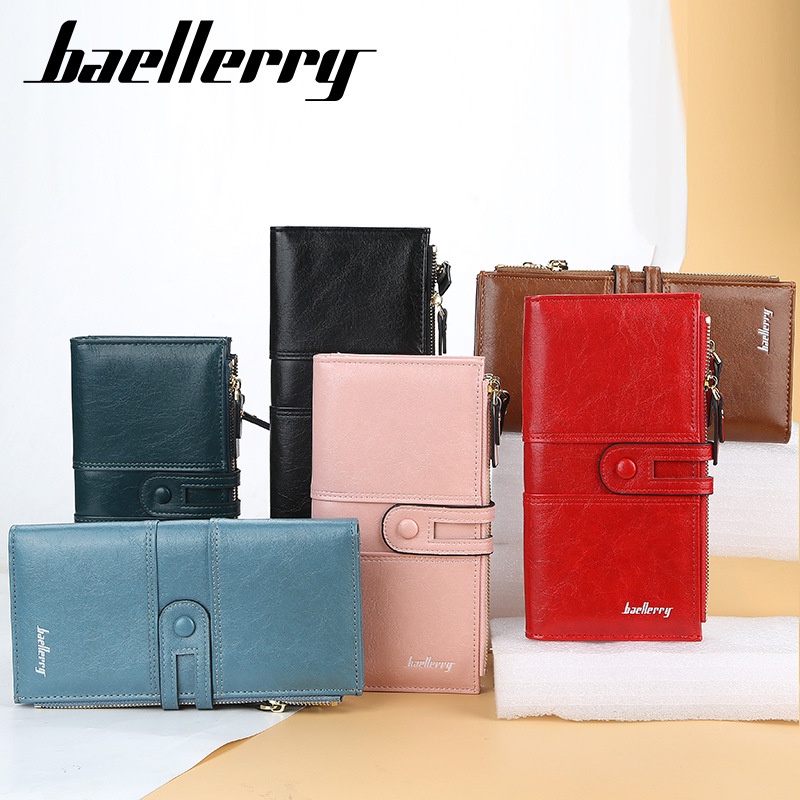 [BISA COD] BAELLERRY N1825 Dompet Wanita Panjang Bahan Kulit PU Leather Premium