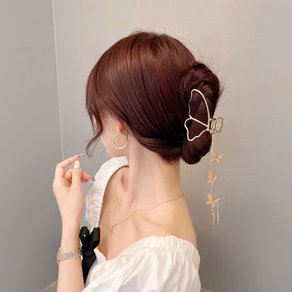 Summer Beautiful 3D Flower Butterfly Metallic Big Hair Clips Korean Style Women
