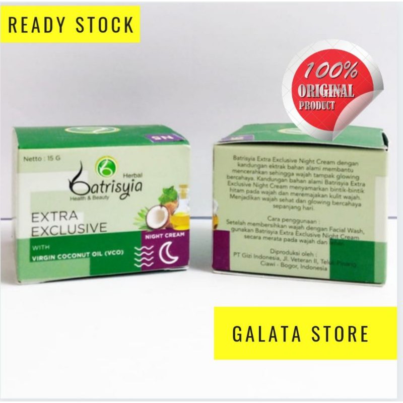 

NIGHT & DAY CREAM EXTRA EXCLUSIVE WITH VIRGIN COCONUT OIL (VCO) Ekstra Eksklusif Batrisyia Herbal