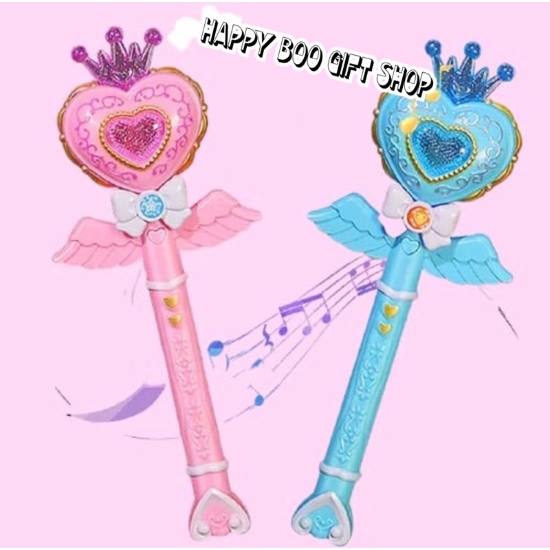 mainan tongkat peri magic wand mahkota projection tongkat sihir pwan princess wand lampu suara besar / kecil