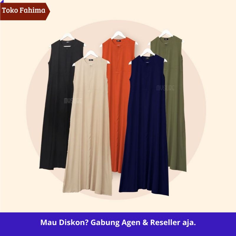 Inner Dress Dewasa Busui Premium Adem Nyaman Gamis Tanpa Lengan Aysha Original Brand MySure