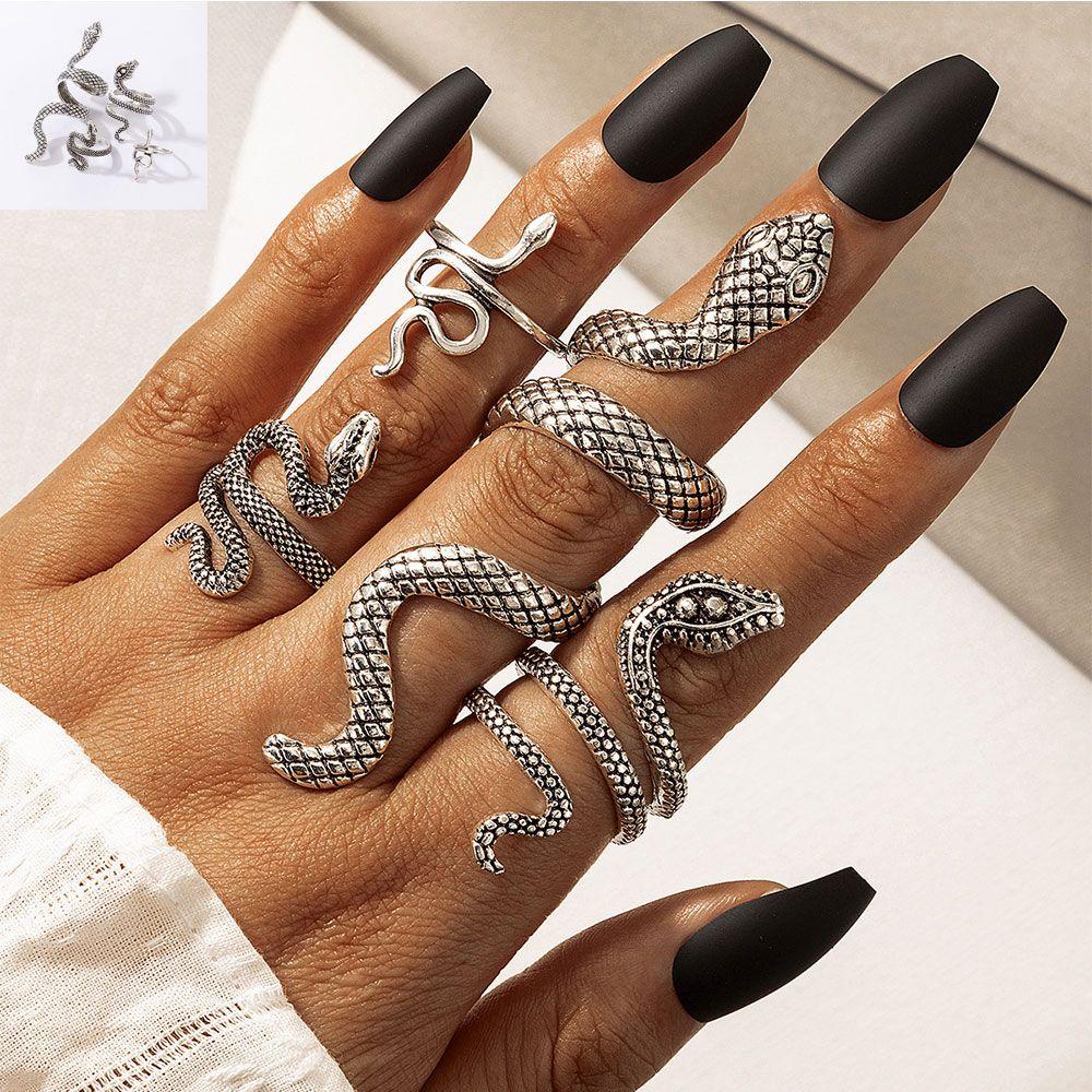 Solighter 4pcs/set Cincin New Warna Silver Vintage Alloy