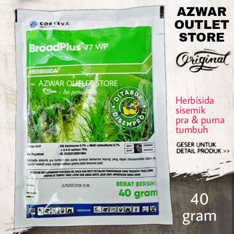 Broadplus 77wp pembasmi rumput dan gulma untuk tanaman padi pengganti Ally  plus original
