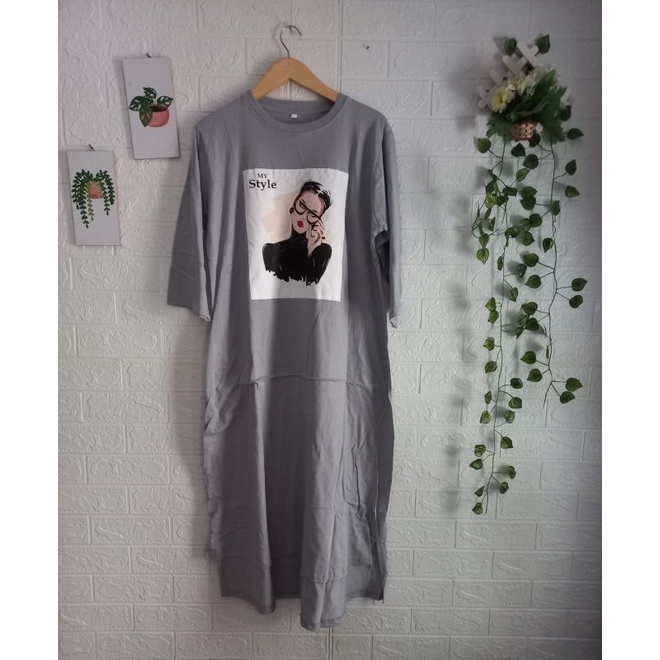 [COD] Kaos Midi Wanita OVERSIZE tangan 7/8 Bahan Katun Combed 20s Premium