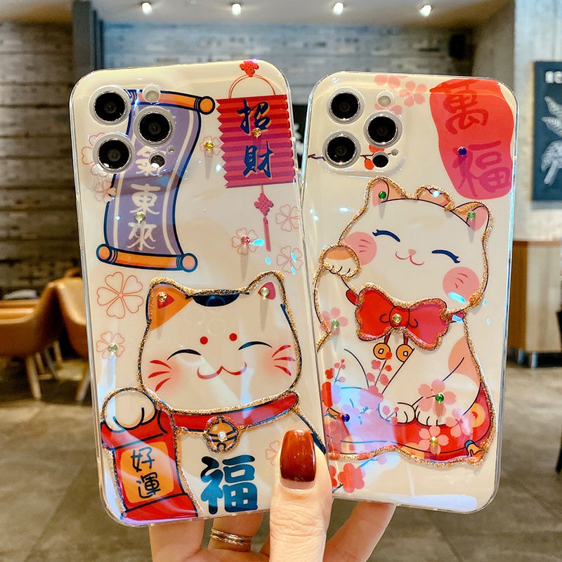 Case Motif Kucing Keberuntungan Untuk iPhone