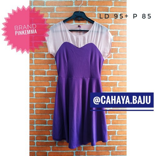Dress Midi Ungu Pinkemma Lucu Model Korea Kekinian