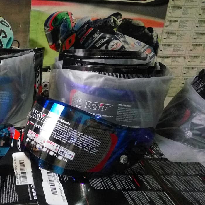 Visor kaca flat iridium Blue Kyt helm vendetta falcon agv k3