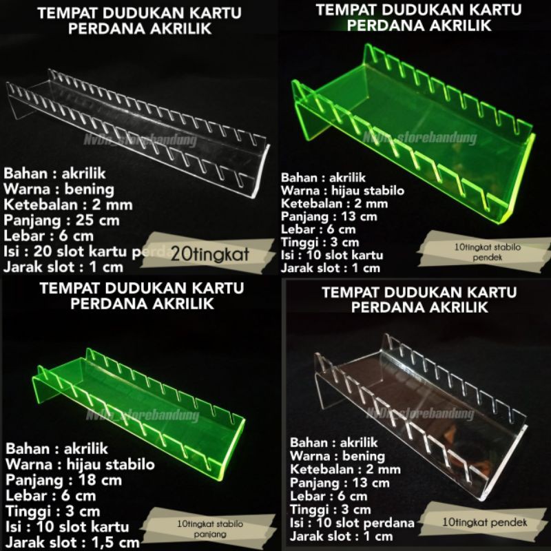 

TEMPAT PAJANGAN KARTU PERDANA / DUDUKAN KARTU PERDANA AKRILIK 2mm BENING DAN HIJAU STABILO