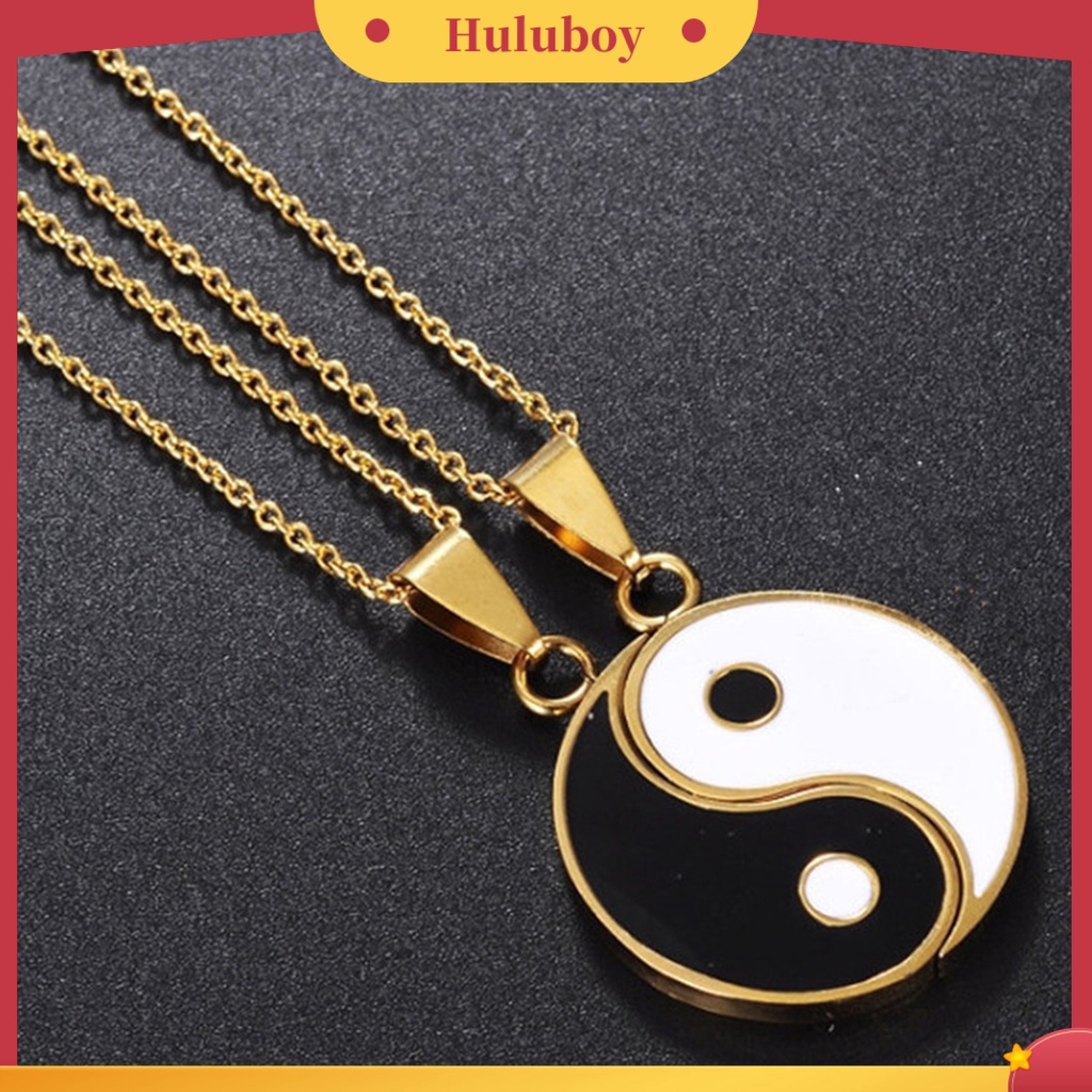 Hu Hu Hu Hu Hu Alat Bantu Pasang Kacamata♡ 1 Pasang Kalung Liontin Tai Chi Warna Kontras Gaya Tradisional Untuk Pria