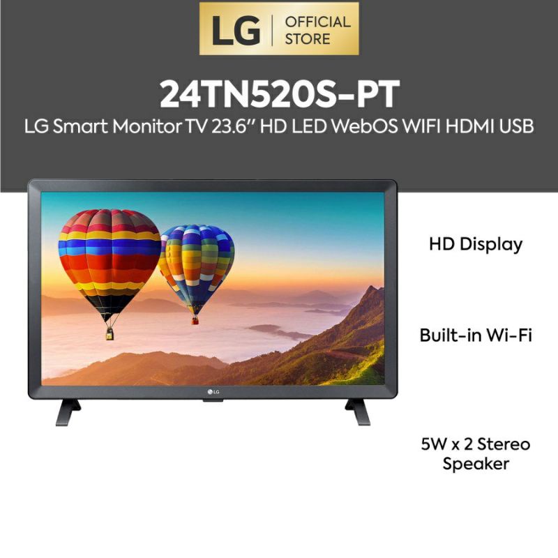 LED Monitor TV LG 24inch 24TN520S-PT Smart TV Full HD new 2021 Garansi Resmi