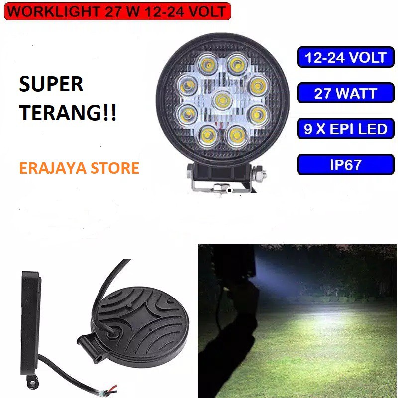 LAMPU SOROT TEMBAK CREE 9 MATA PUTIH 24 VOLT