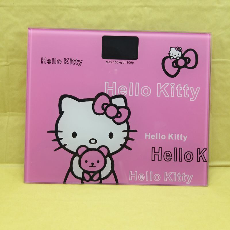 Alat Timbangan Badan Kaca Digital Karakter Doraemon Hello Kitty dan Hitam Polos max 180kg Murah