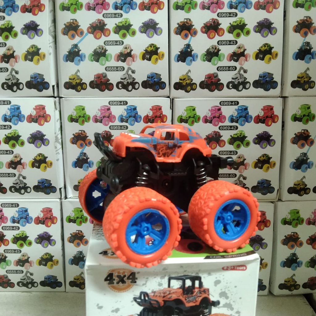 Monster Zap Mainan Mobil Jip Zap Off Road 4 Drive Inertial Bigfoot JEEP TOYS 360 derajat-MOBIL ORANGE