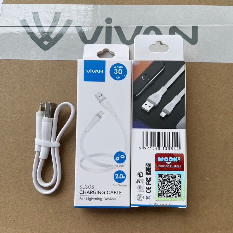 Vivan SL30S 30Cm Kabel Data Cable Iphone Lightning Fast Charging 2A Promo Sen