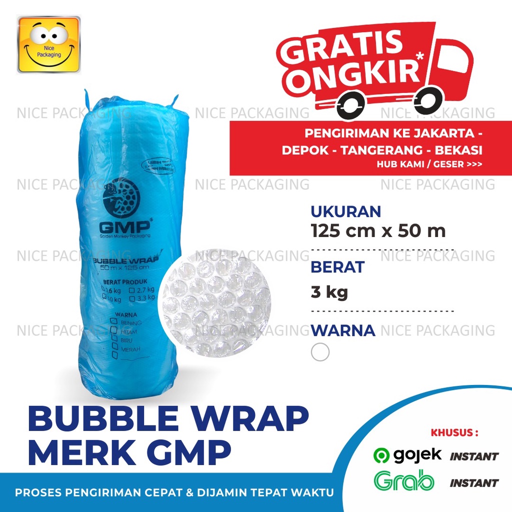 

[GMP 3Kg] Plastik bubble bening uk125cm x 50Mtr