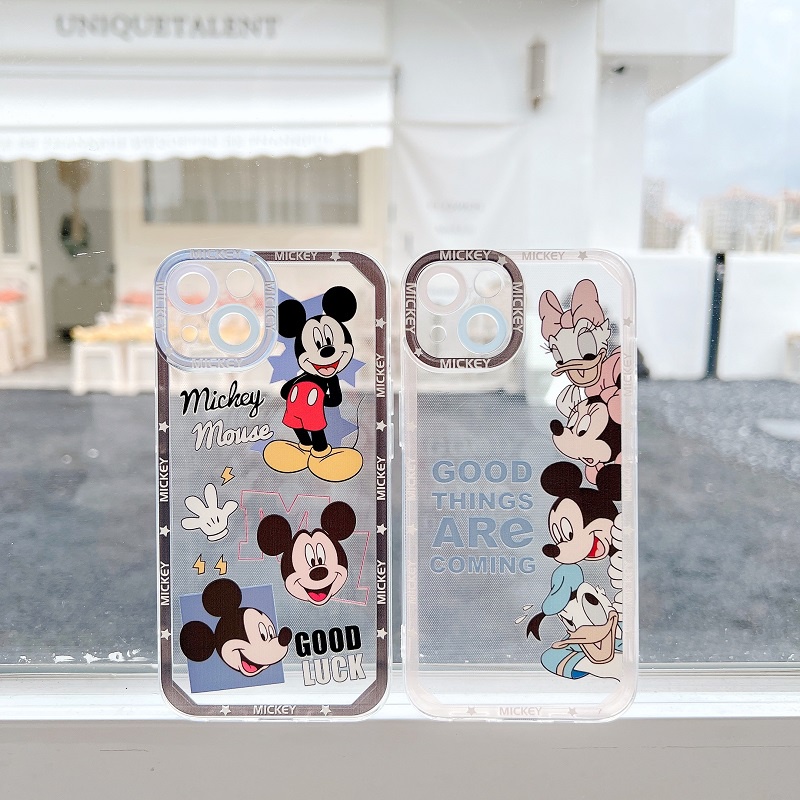 Soft Case Pelindung Transparan Motif Kartun Mickey Donald Duck Anti Jatuh Untuk iPhone 13 12 Pro MAX 11 X XR XS MAX 7 8 Plus