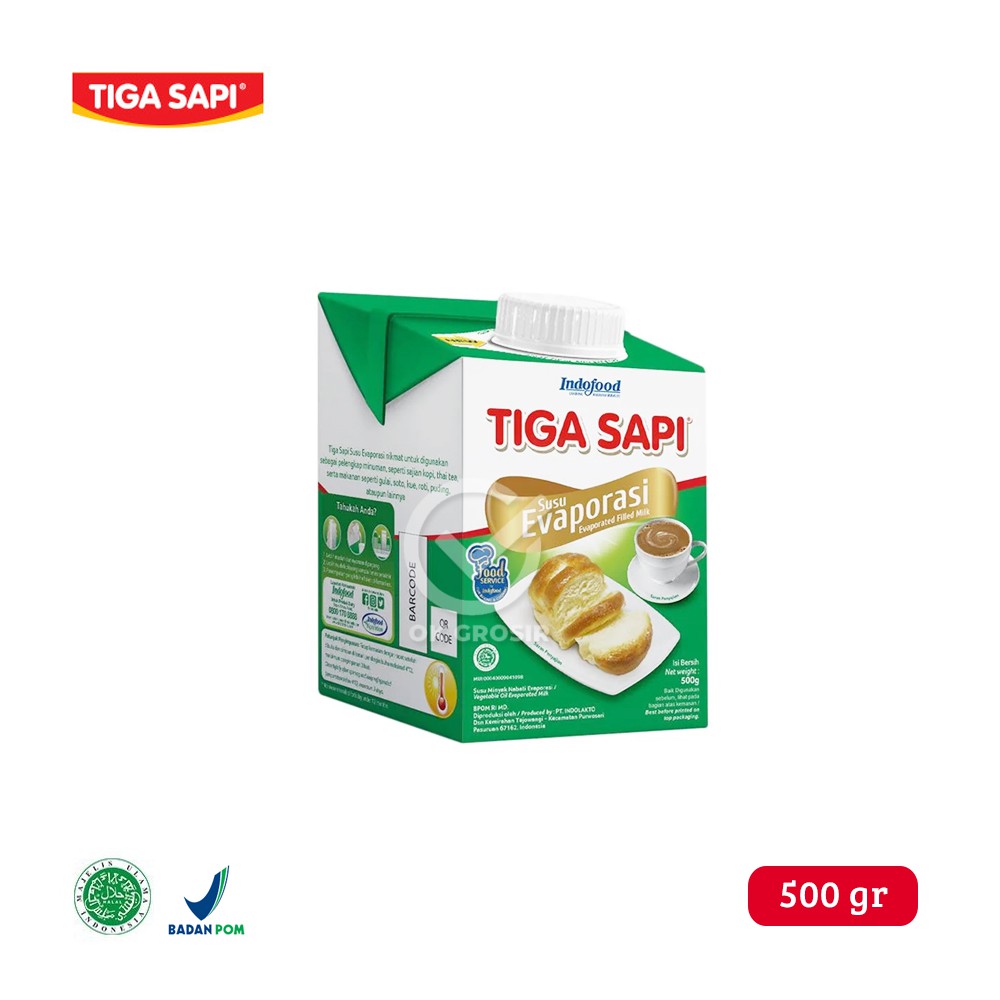 Tiga Sapi Susu Evaporasi (Karton 500 gr)