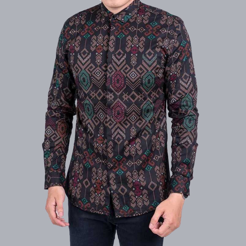 Kemeja Batik Songket Pria Lengan Panjang Batik songket pria casual