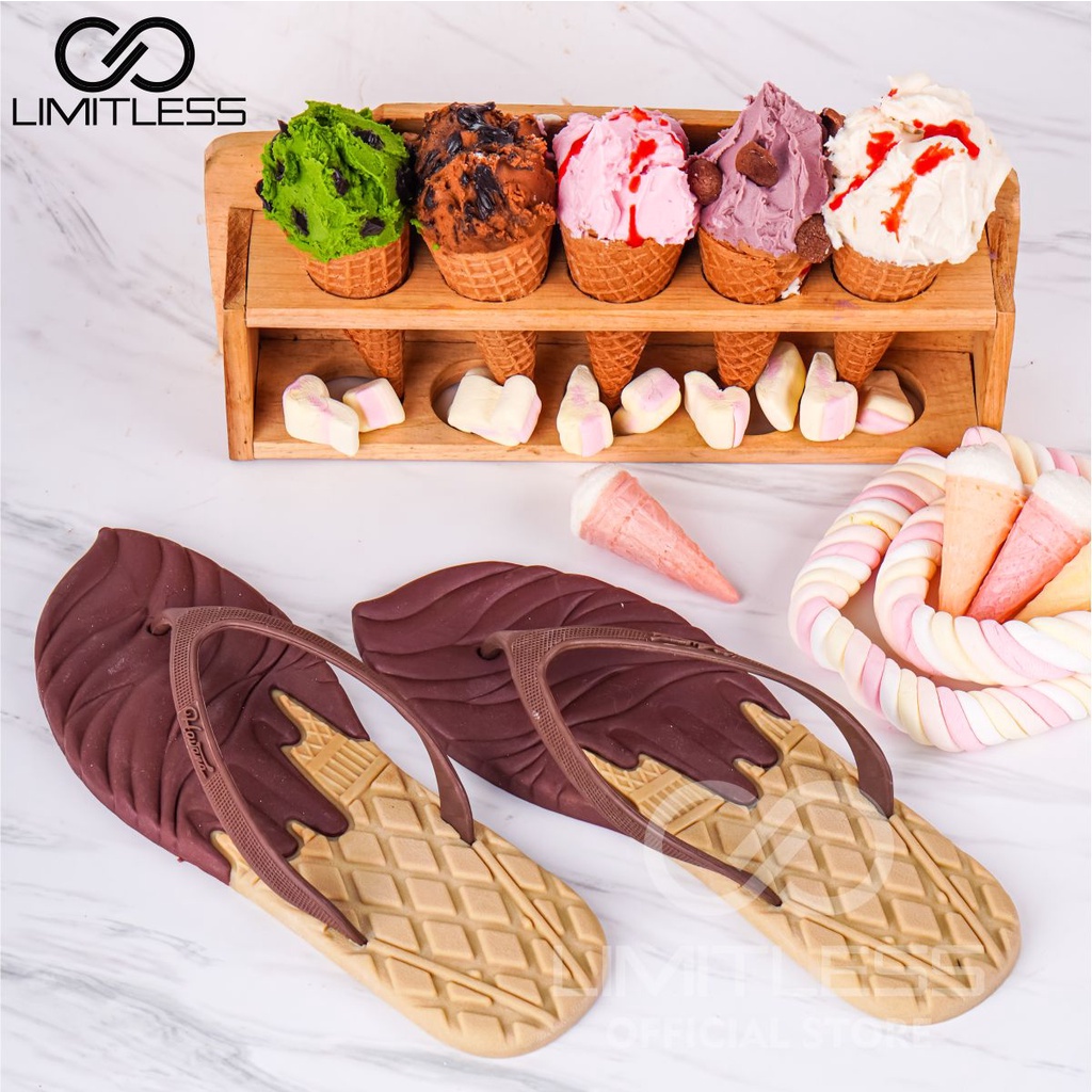 Zerolimit - Sandal Jepit Wanita Ice Cream Lucu Colorfull Sendal Japit Cewek Bentuk Es Krim Nyaman Sandal Wanita Imut Kekinian