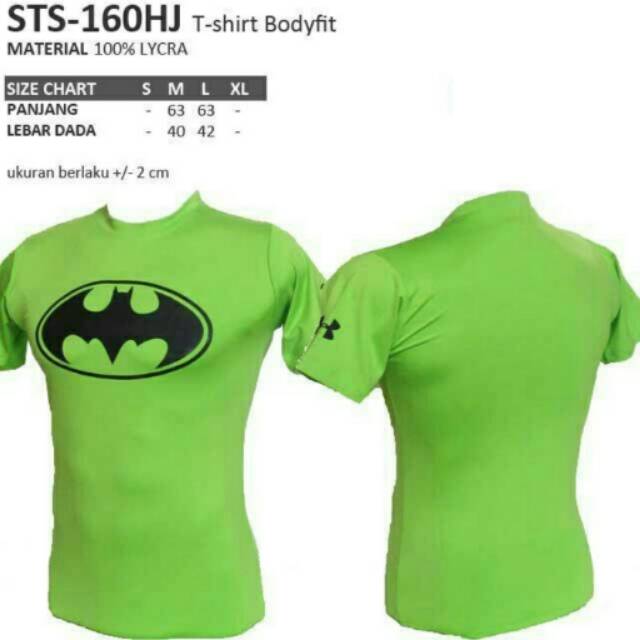 Kaos sport fitness bodyfit Batman hijau
