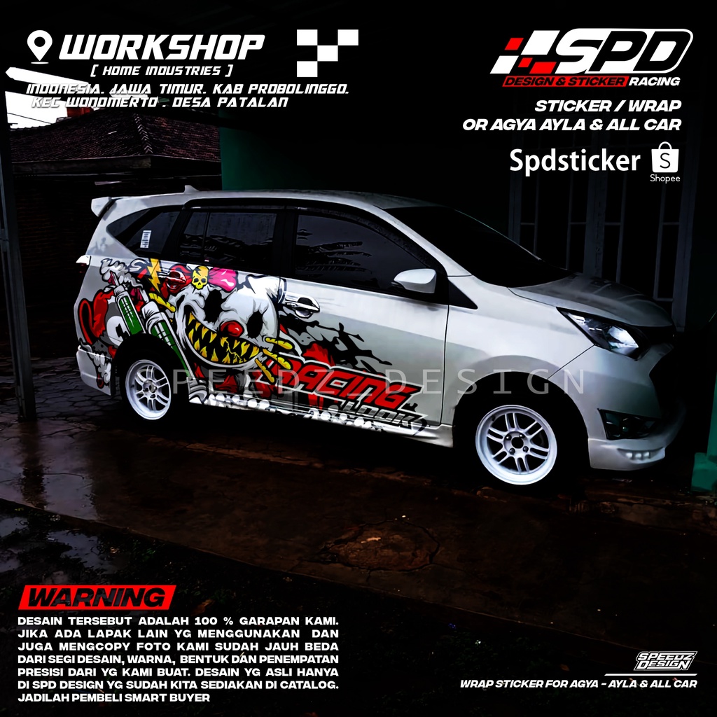 Sticker mobil Calya Sigra hello kitty zombie untuk kontes