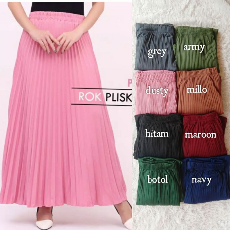 5pcs Paket Rok Plisket Rok Plisket Grosir Fashion Wanita