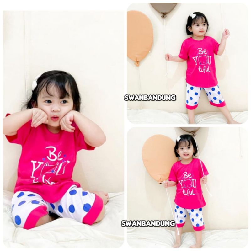 Setelan Baju Anak Perempuan size 0 - 3 thn / Setelan Bayi perempuan Motif Karakter lucu Bahan Kaos Premium