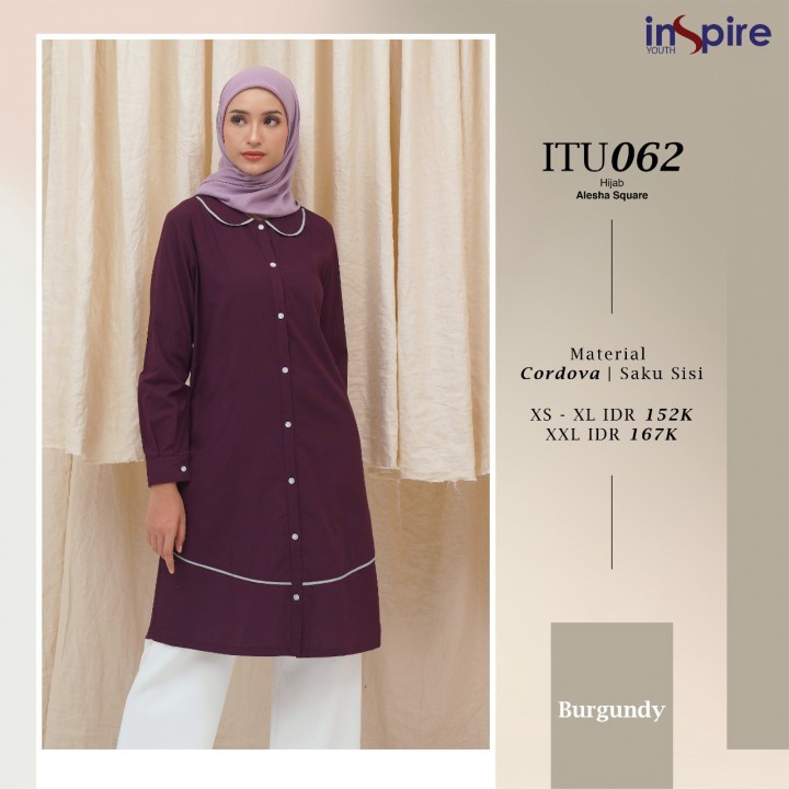 Tunik Inspire Youth ITU 062 / Pakaian Wanita Tunik Terbaru 2022 / Warna Smoke - Pine - Burgundy